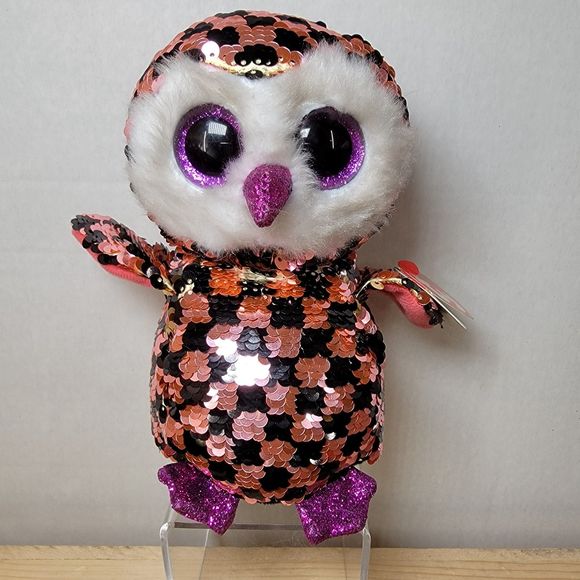 Ty Flippables 'Checks' Owl 6" NWT - Picture 1 of 6